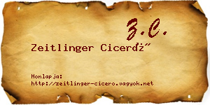 Zeitlinger Ciceró névjegykártya